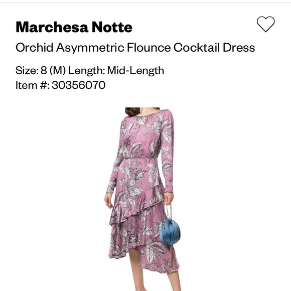 Marchese Notte NWT Orchid Asymmetric Flounce Cocktail Dress size 6 - Picture 2 of 10